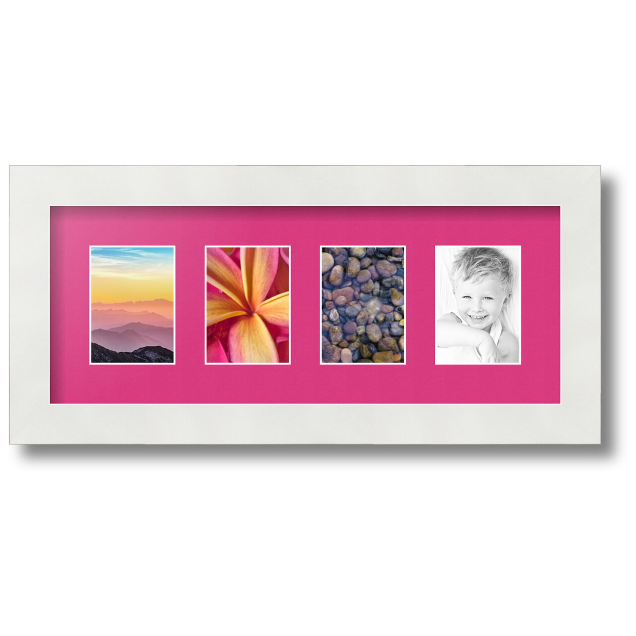 ArtToFrames Collage Photo Picture Frame with 4 - 2.5x3.5 inch Openings, Framed in White with Over 62 Mat Color Options and Regular Glass (CSM-3966-20)